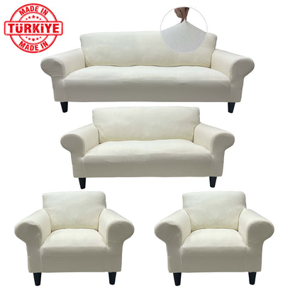 Our Cotton Fabric Sofa Cover Cream Color 3+2+1+1