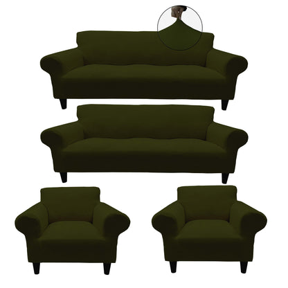 Our Velvet Fabric Sofa Cover Khaki Color 3+3+1+1 Set