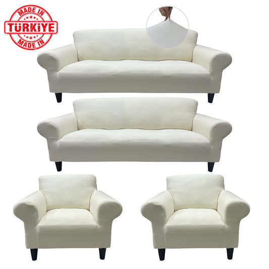 Our Cotton Fabric Sofa Cover Cream Color 3+3+1+1