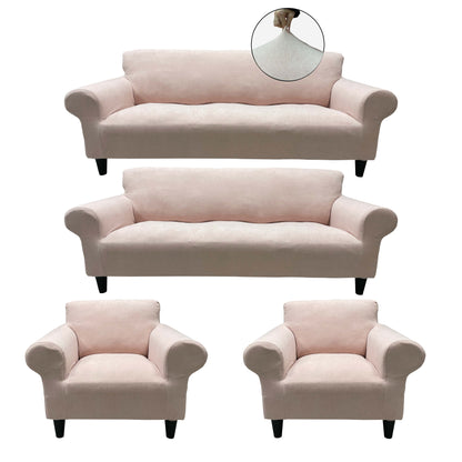 Our Velvet Fabric Sofa Cover Dusty Pink Color 3+3+1+1 Set