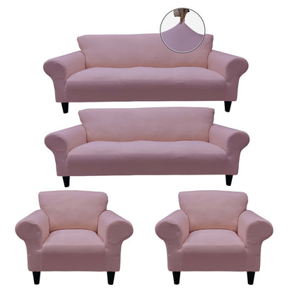 Honeycomb Fabric Sofa Cover Dusty Pink Color 3+3+1+1 Set