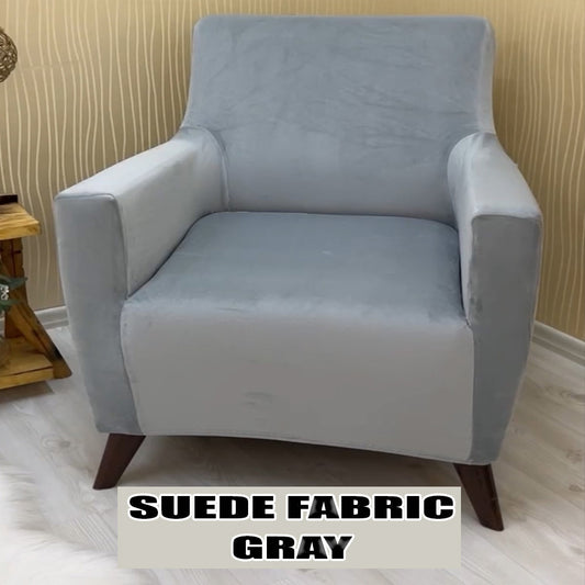 Our Suede Fabric 1 Seater Armchair Couch Cover Gray Color