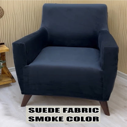 Our Suede Fabric 1 Seater Armchair Couch Cover Smoke Color