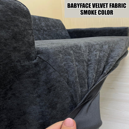 Our BabyFace Velvet Fabric Sofa Cover Smoke Color 3+3+1+1