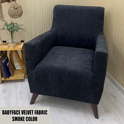 Our BabyFace Velvet Fabric 1 Seater Armchair Couch Cover Smoke Color