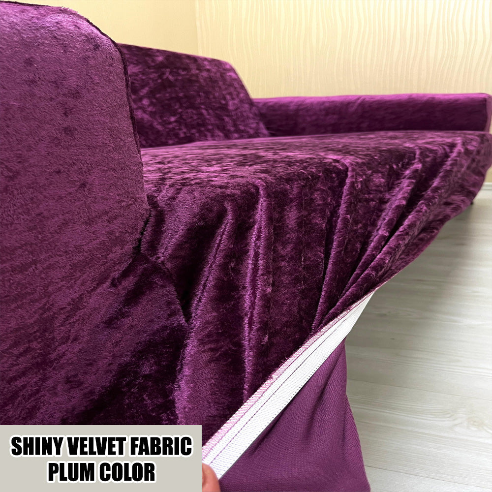 Our Shiny Velvet Fabric 1 Seater Armchair Couch Cover Fuchsia Color