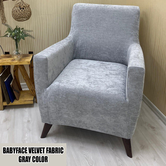 Our BabyFace Velvet Fabric 1 Seater Armchair Couch Cover Gray Color