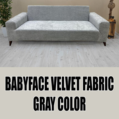 Our BabyFace Velvet Fabric Sofa Cover Gray Color