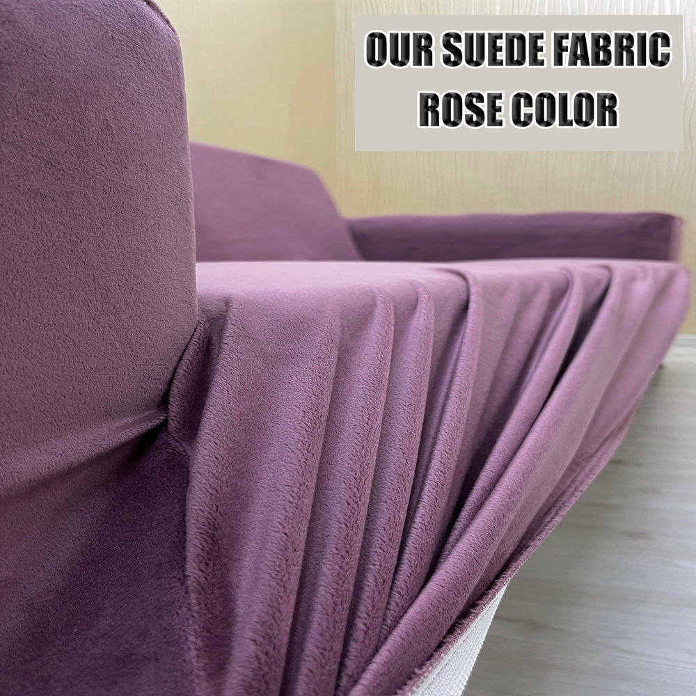 Our Suede Fabric Sofa Cover Rose Color 3+3+1+1