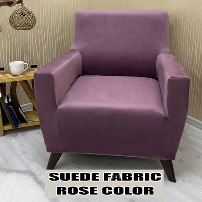 Our Suede Fabric 1 Seater Armchair Couch Cover Rose Color