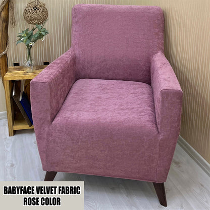 Our BabyFace Velvet Fabric 1 Seater Armchair Couch Cover Rose Color