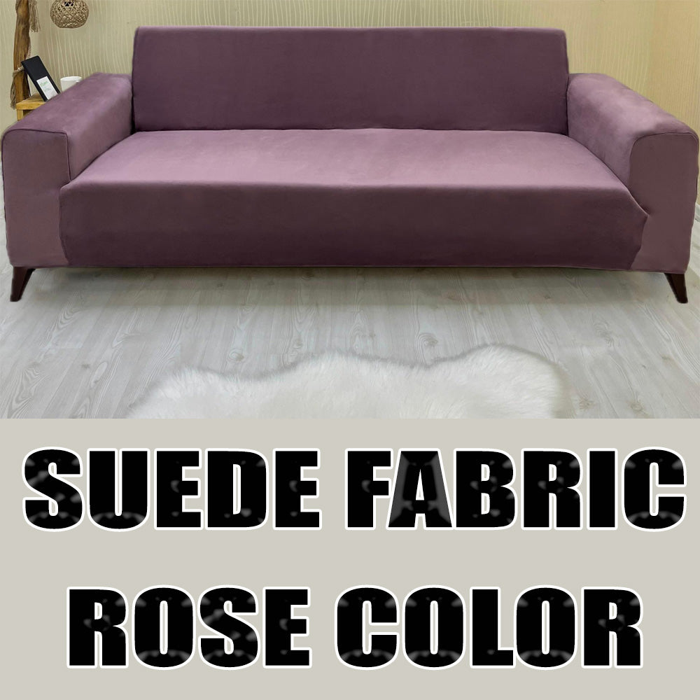 Our Suede Fabric Sofa Cover Rose Color 3+3+1+1