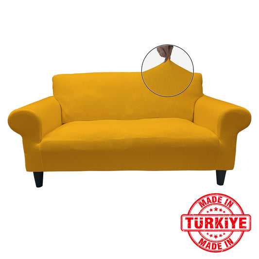 Our Cotton Fabric Loveseat Couch Cover Mustard Color