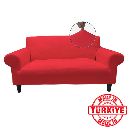 Our Cotton Fabric Loveseat Couch Cover Red Color