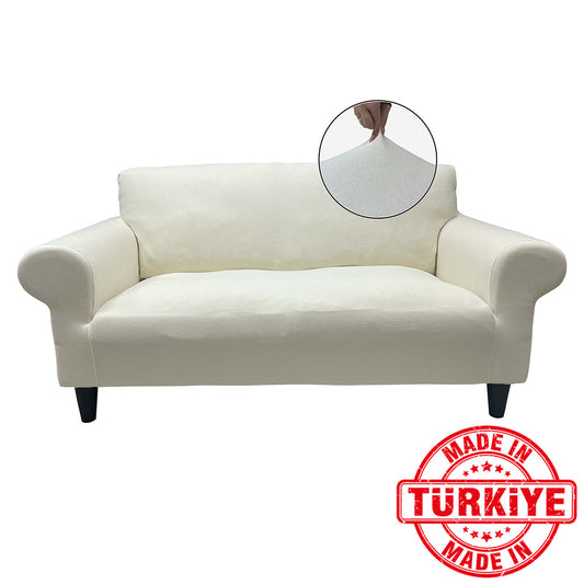 Our Cotton Fabric Loveseat Couch Cover Cream Color