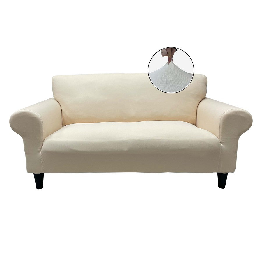 Honeycomb Fabric Loveseat Couch Cover Cream Color