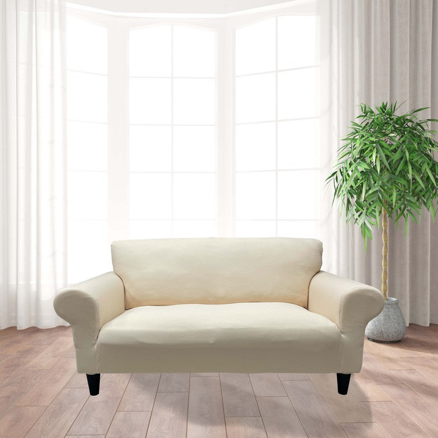 Honeycomb Fabric Loveseat Couch Cover Cream Color