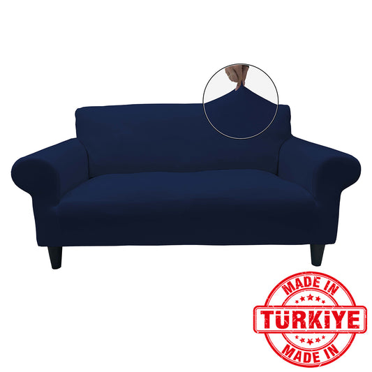 Our Cotton Fabric Loveseat Couch Cover Dark Blue Color