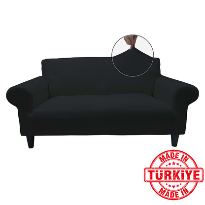 Our Cotton Fabric Loveseat Couch Cover Black Color