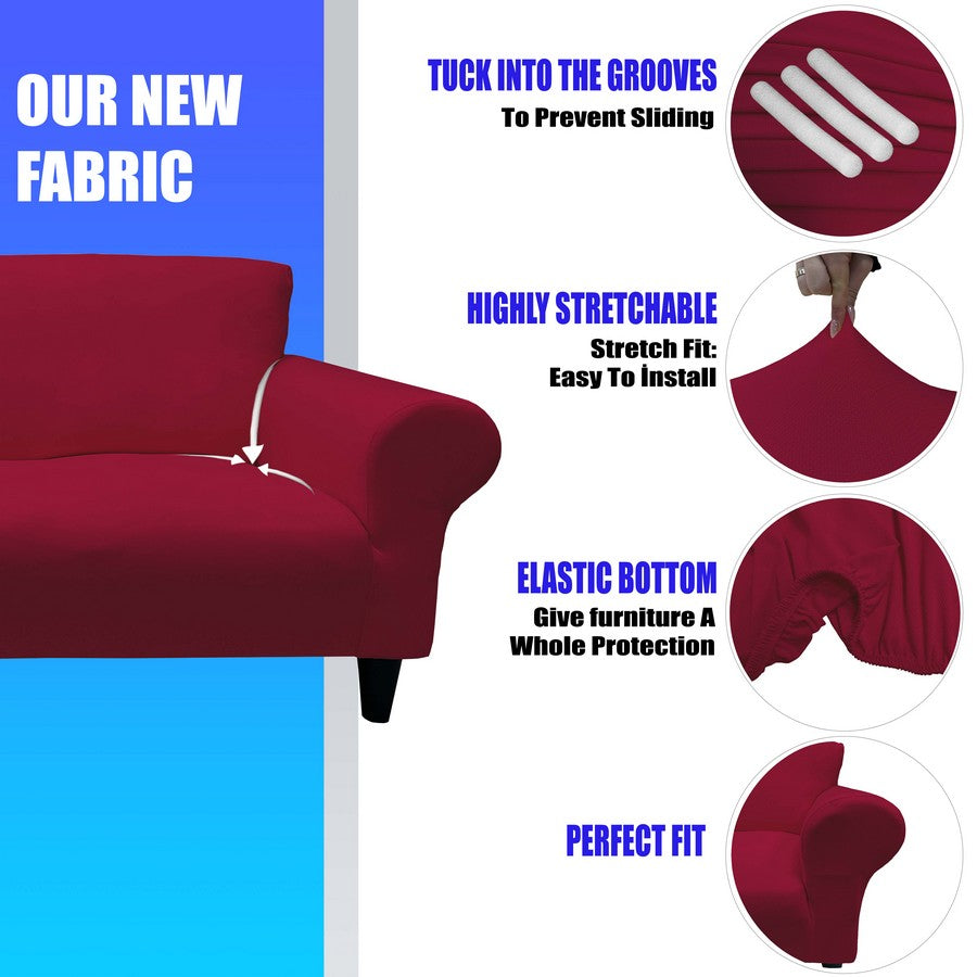 Honeycomb Fabric Loveseat Couch Cover Fuchsia Color