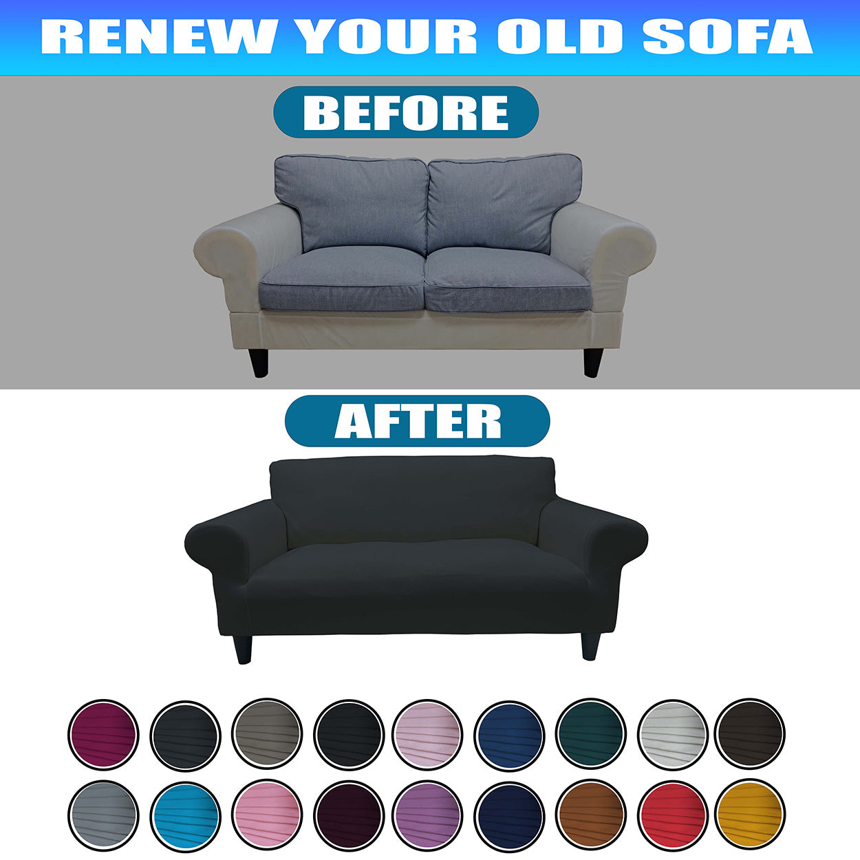 Our Cotton Fabric Loveseat Couch Cover Smoke Color