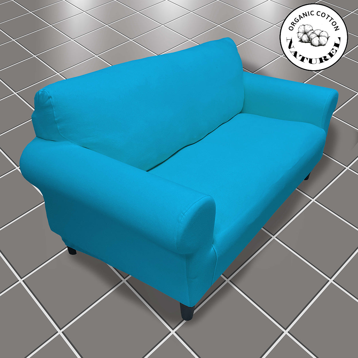 Our Cotton Fabric Loveseat Couch Cover Turquoise Color