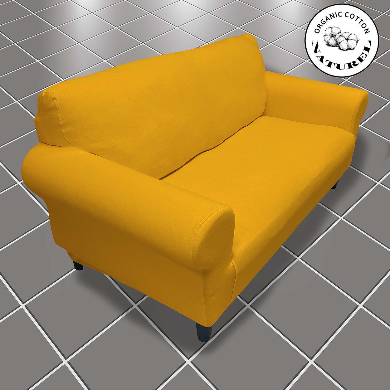 Our Cotton Fabric Loveseat Couch Cover Mustard Color