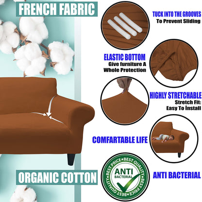 Our Cotton Fabric 1 Seater Armchair Couch Cover Brick Color