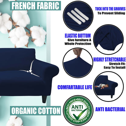 Our Cotton Fabric 1 Seater Armchair Couch Cover Dark Blue Color