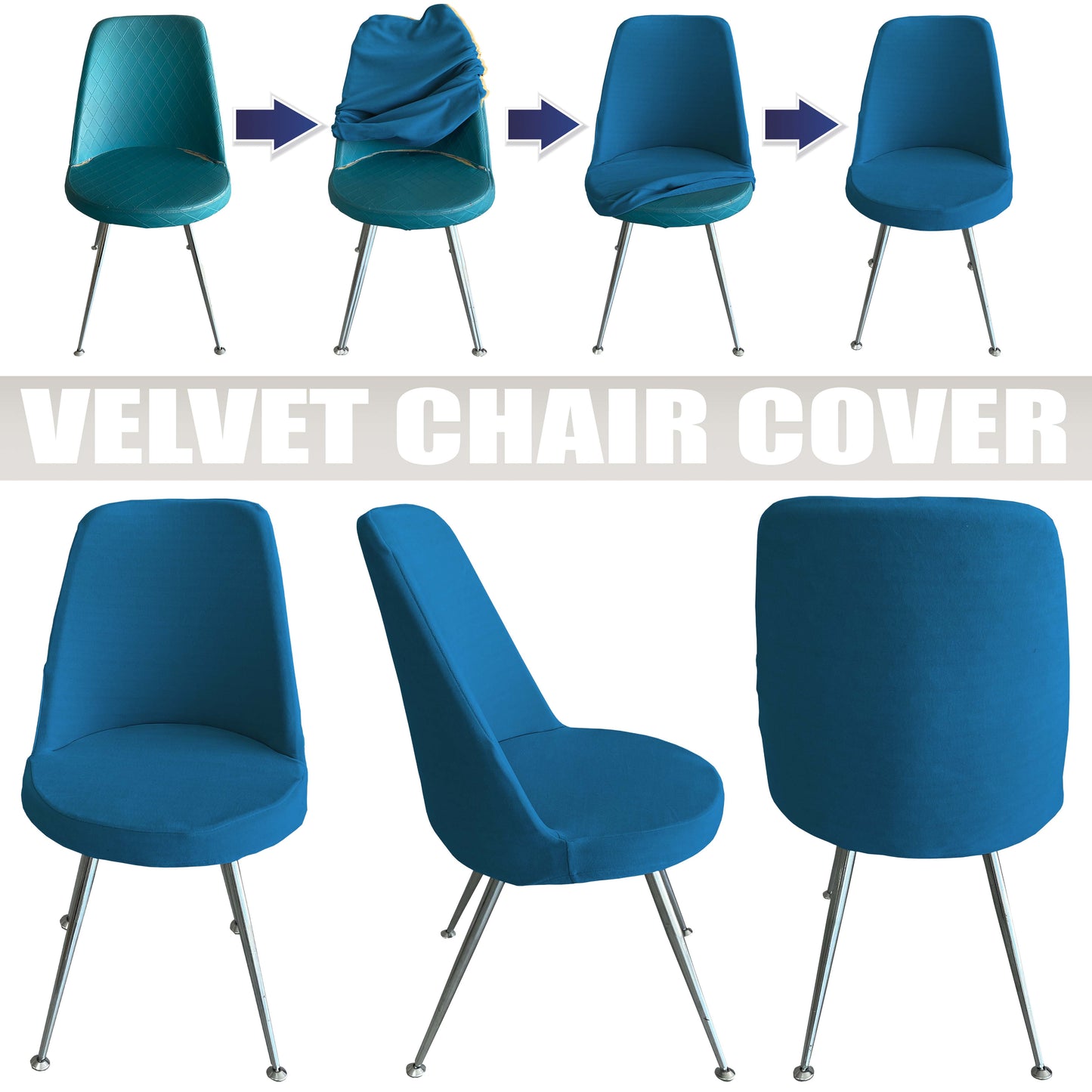 Our Velvet Fabric Dining Chair Covers Deep Teal Color