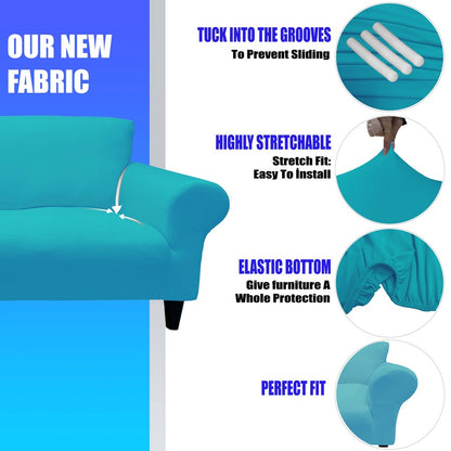 Honeycomb Fabric Sofa Cover Turquoise Color 3+2+1+1 Set