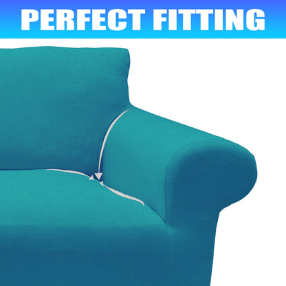 Our Velvet Fabric Sofa Cover Turquoise Color 3+2+1+1 Set