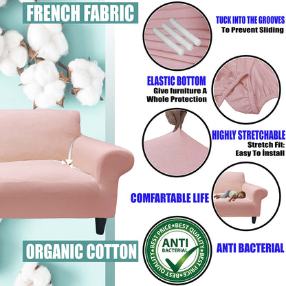 Our Cotton Fabric 1 Seater Armchair Couch Cover Dusty Light Pink Color