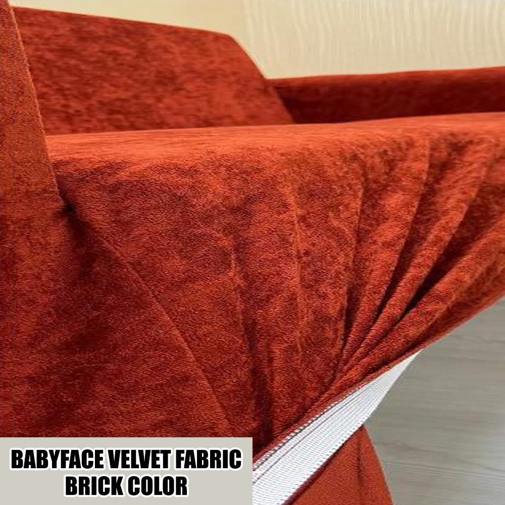 Our BabyFace Velvet Fabric Sofa Cover Brick Color