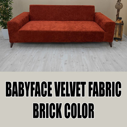 Our BabyFace Velvet Fabric Sofa Cover Brick Color