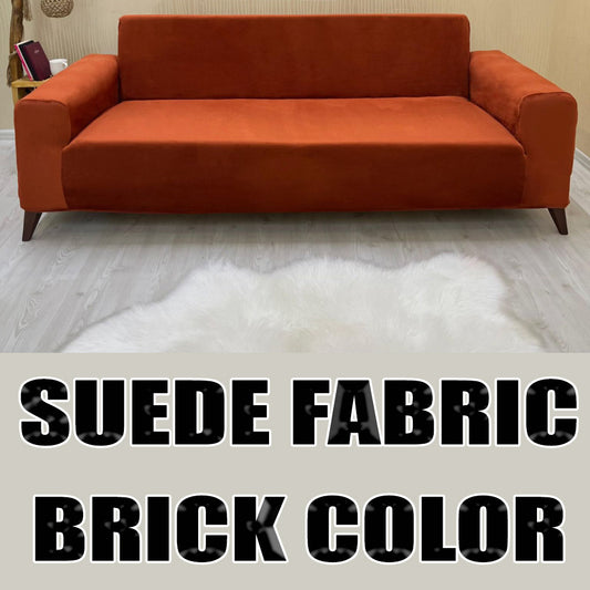 Our Suede Fabric Sofa Cover Brick Color