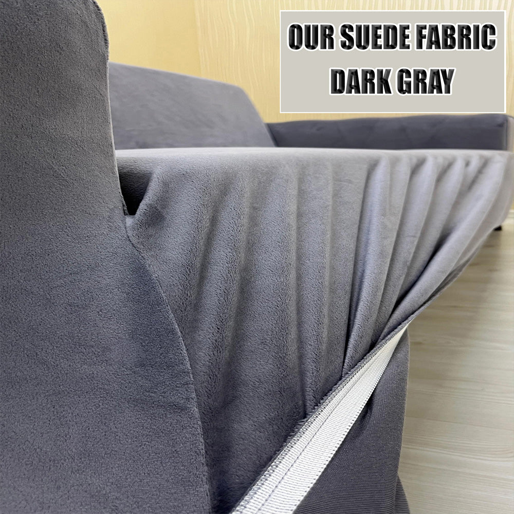 Our Suede Fabric Sofa Cover Dark Gray Color