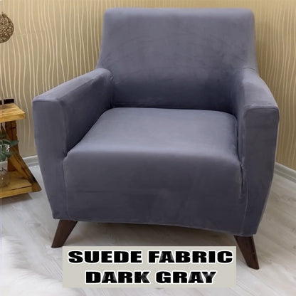 Our Suede Fabric 1 Seater Armchair Couch Cover Dark Gray Color