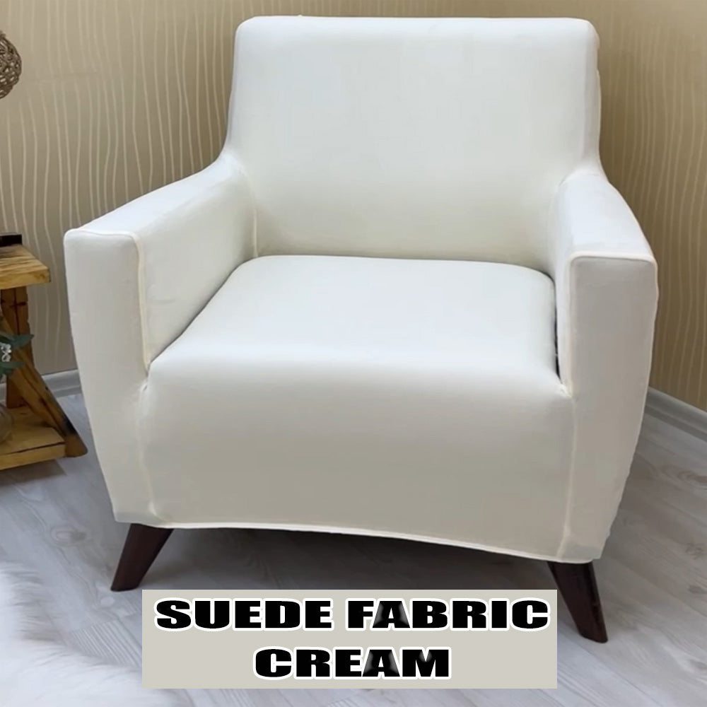 Our Suede Fabric Sofa Cover Cream Color 3+3+1+1