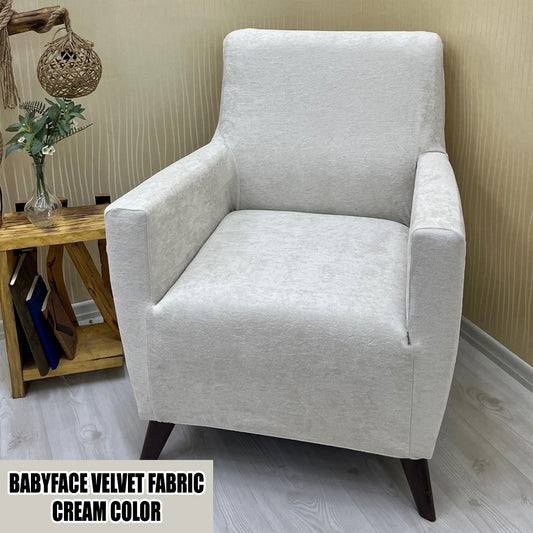 Our BabyFace Velvet Fabric 1 Seater Armchair Couch Cover Cream Color