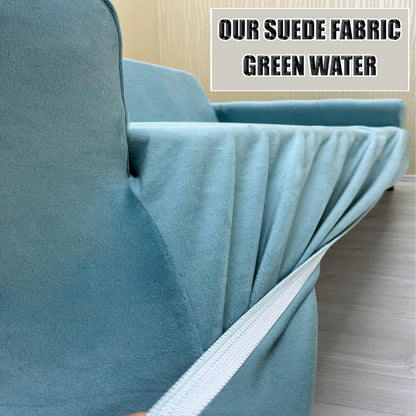 Our Suede Fabric Sofa Cover Water Green Color