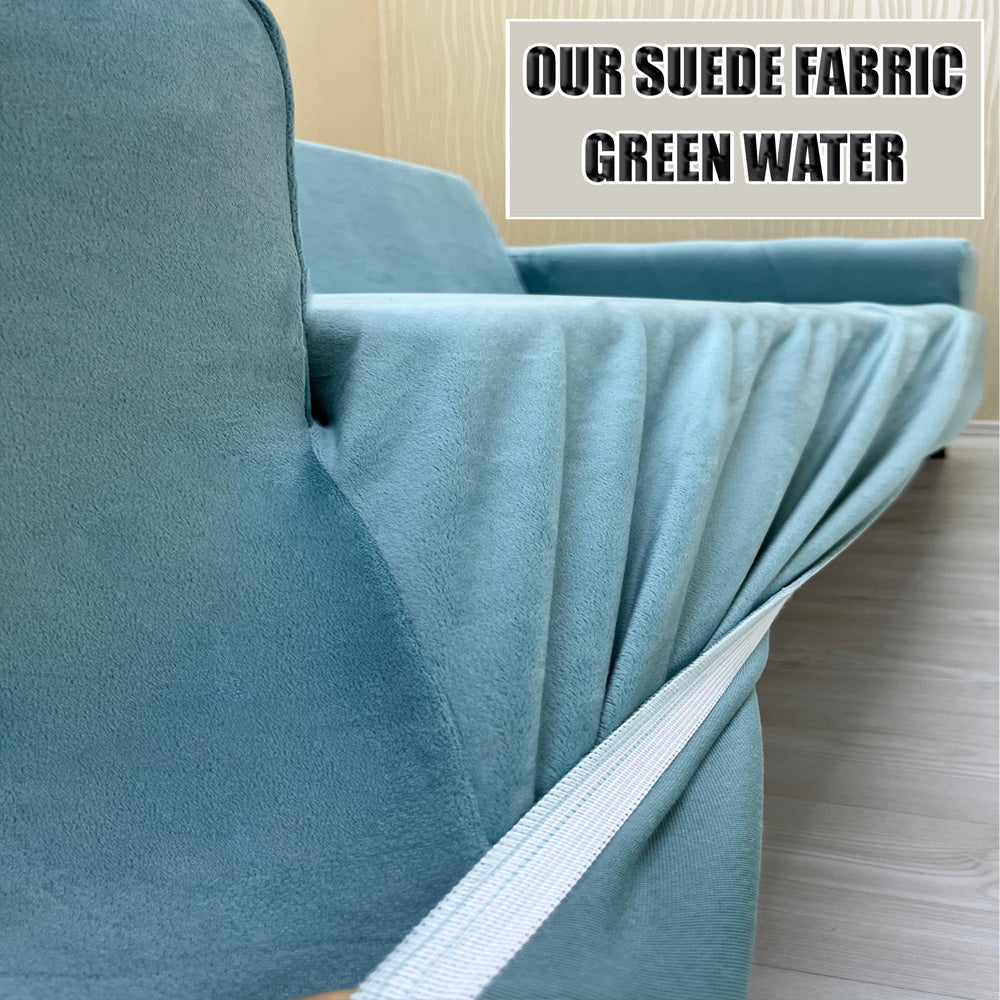 Our Suede Fabric 1 Seater Armchair Couch Cover Water Green Color