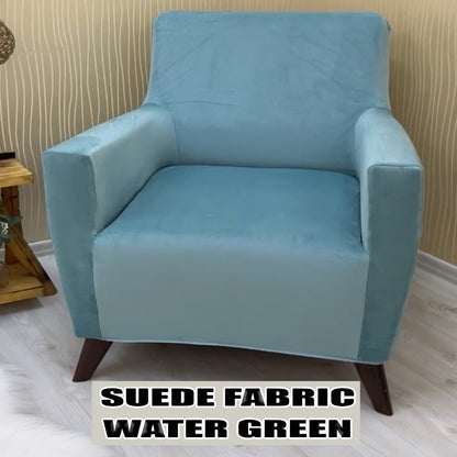 Our Suede Fabric 1 Seater Armchair Couch Cover Water Green Color