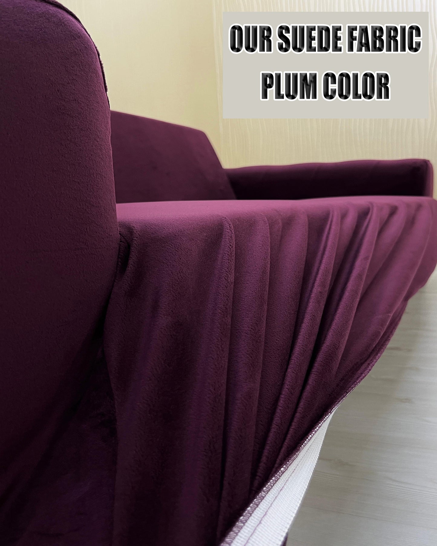 Our Suede Fabric Sofa Cover Plum Color 3+3+1+1