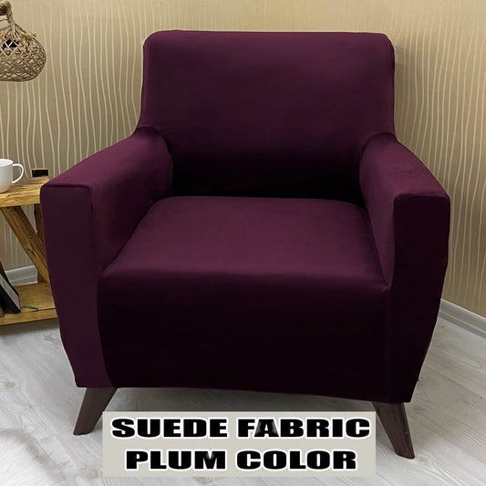 Our Suede Fabric 1 Seater Armchair Couch Cover Plum Color