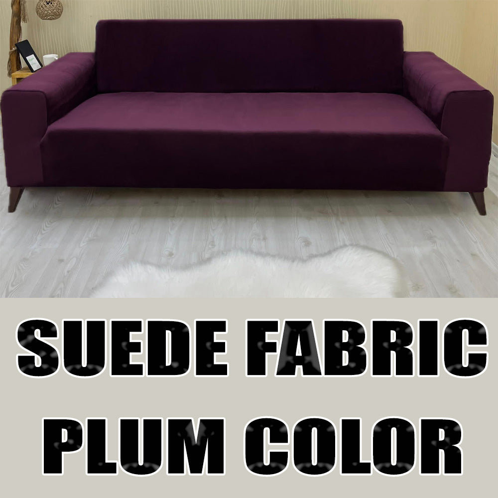 Our Suede Fabric Sofa Cover Plum Color 3+3+1+1