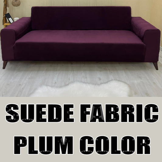 Our Suede Fabric Sofa Cover Plum Color