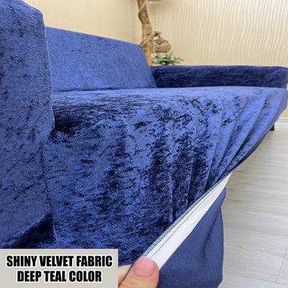 Our Shiny Velvet Fabric 1 Seater Armchair Couch Cover Deep Teal Color