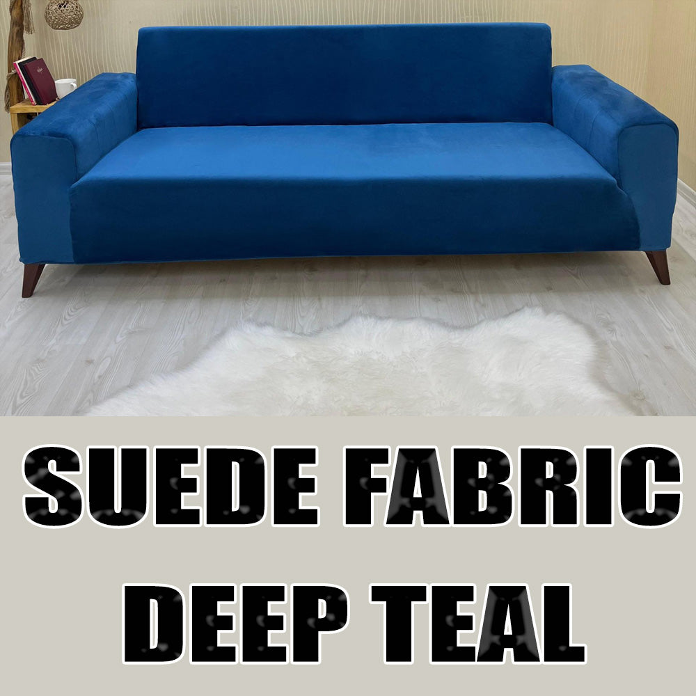 Our Suede Fabric Sofa Cover Deep Teal Color 3+3+1+1