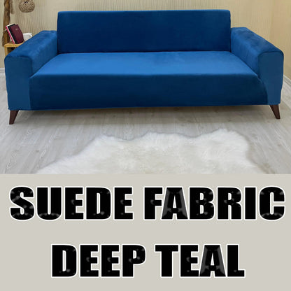 Our Suede Fabric Sofa Cover Deep Teal Color 3+3+1+1